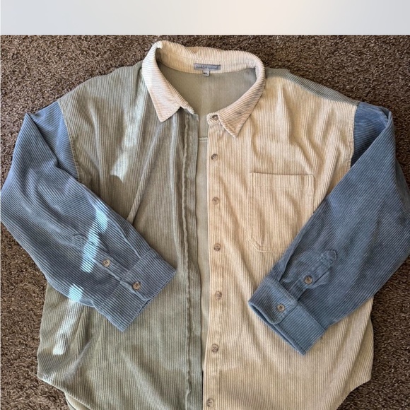 Wishlist Tops - Wishlist Men's Corduroy Shirt Jacket in Blue and Tan